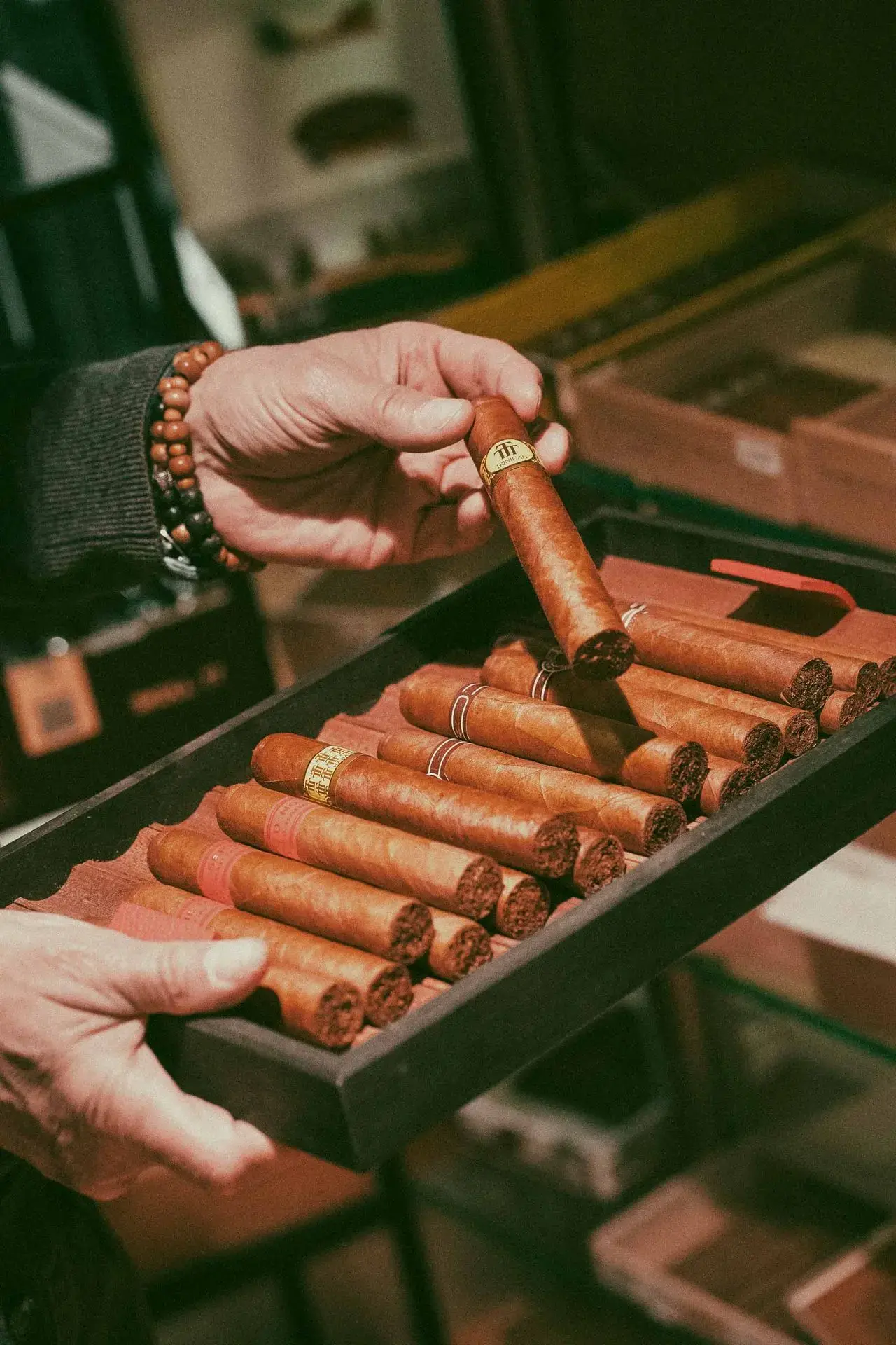Selection of premium cigars at Histoires de Cigares cigar shop