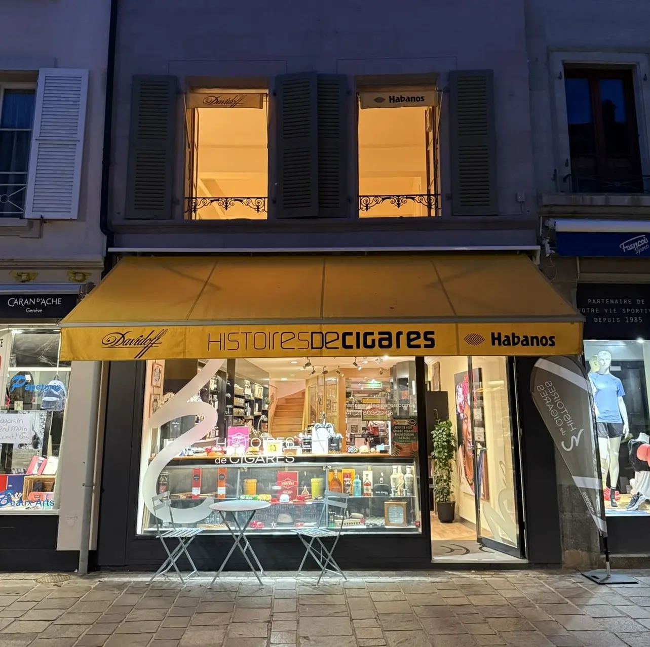 Exterior view of Histoires de Cigares boutique in Morges Siwtzerland