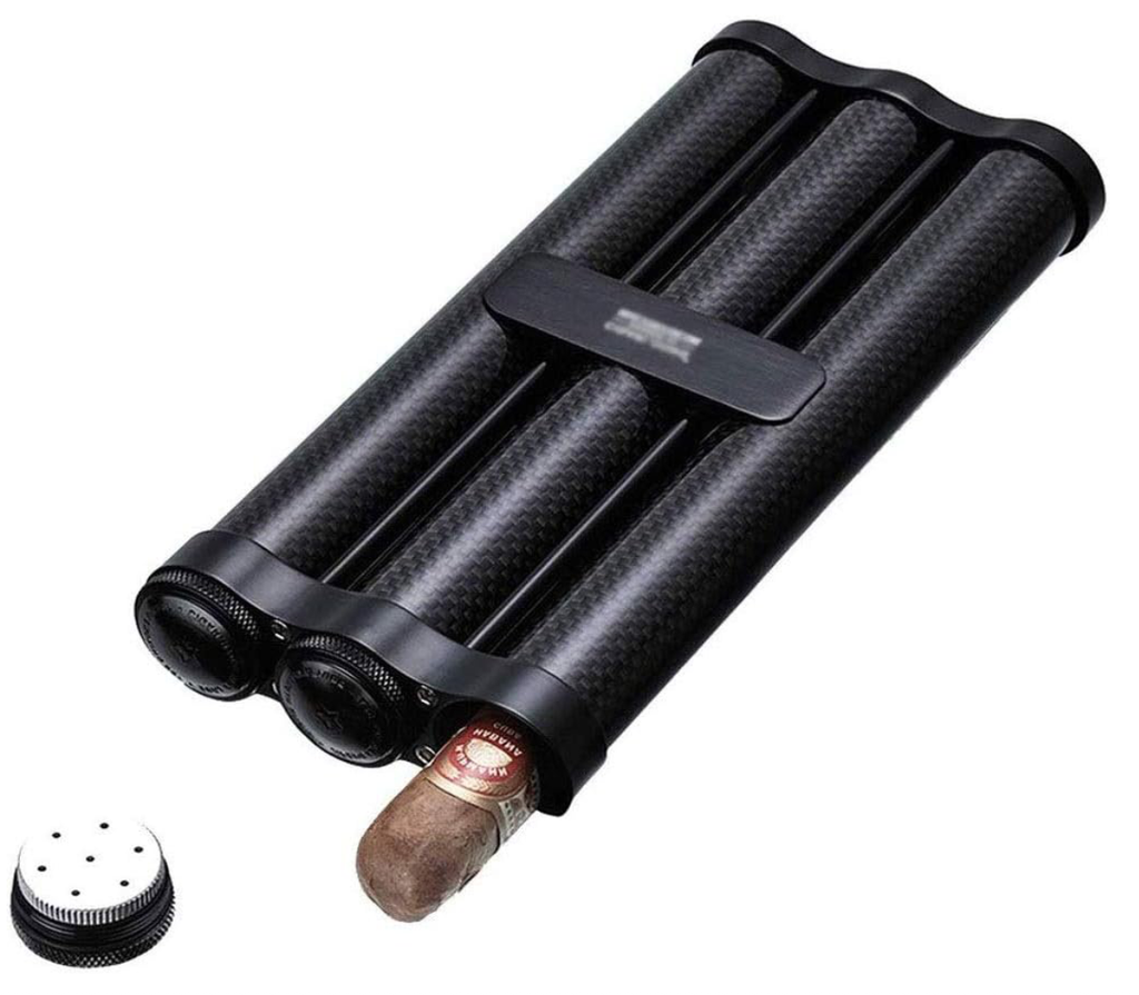 Single Cigar Humidor - Portable Cigar Moisturizing Tube Travel Cigar Set Carbon Fiber Material Cigar Box.jpeg.webp
