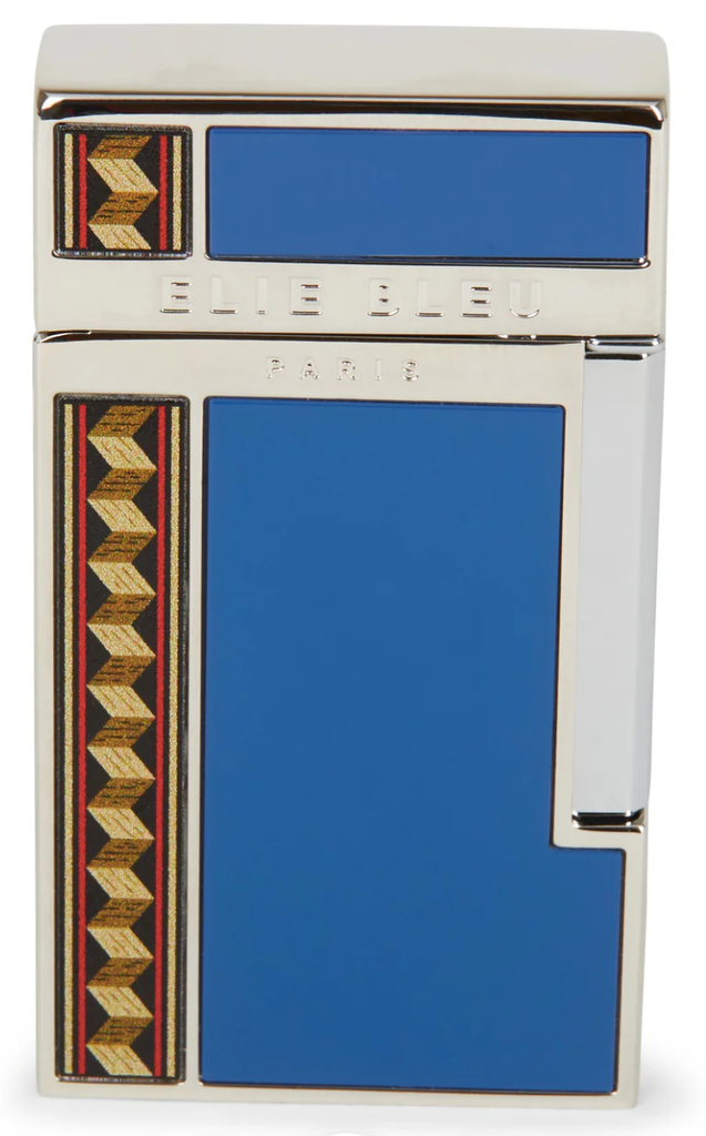 Elie Bleu Briquet Diamond Jetflame Marqueterie Alba Bleu