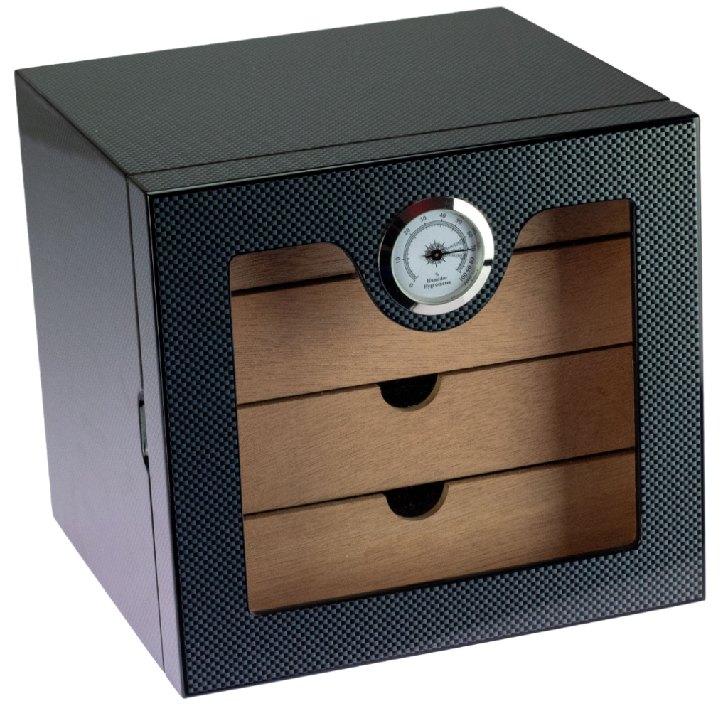 Humidor Coffre 4 Tiroirs Carbone 60/100 cigares