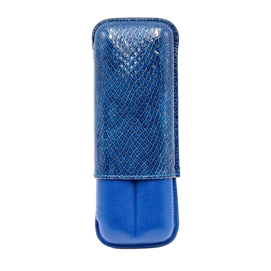Recife Etui 2 Cigares Python Bleu