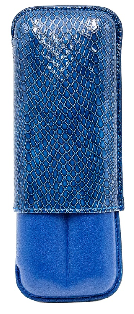 Recife Etui 2 Cigares Python Bleu