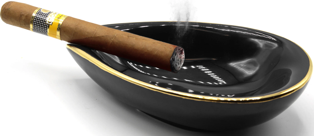 Adorini Ceramic Ashtray Leaf Black