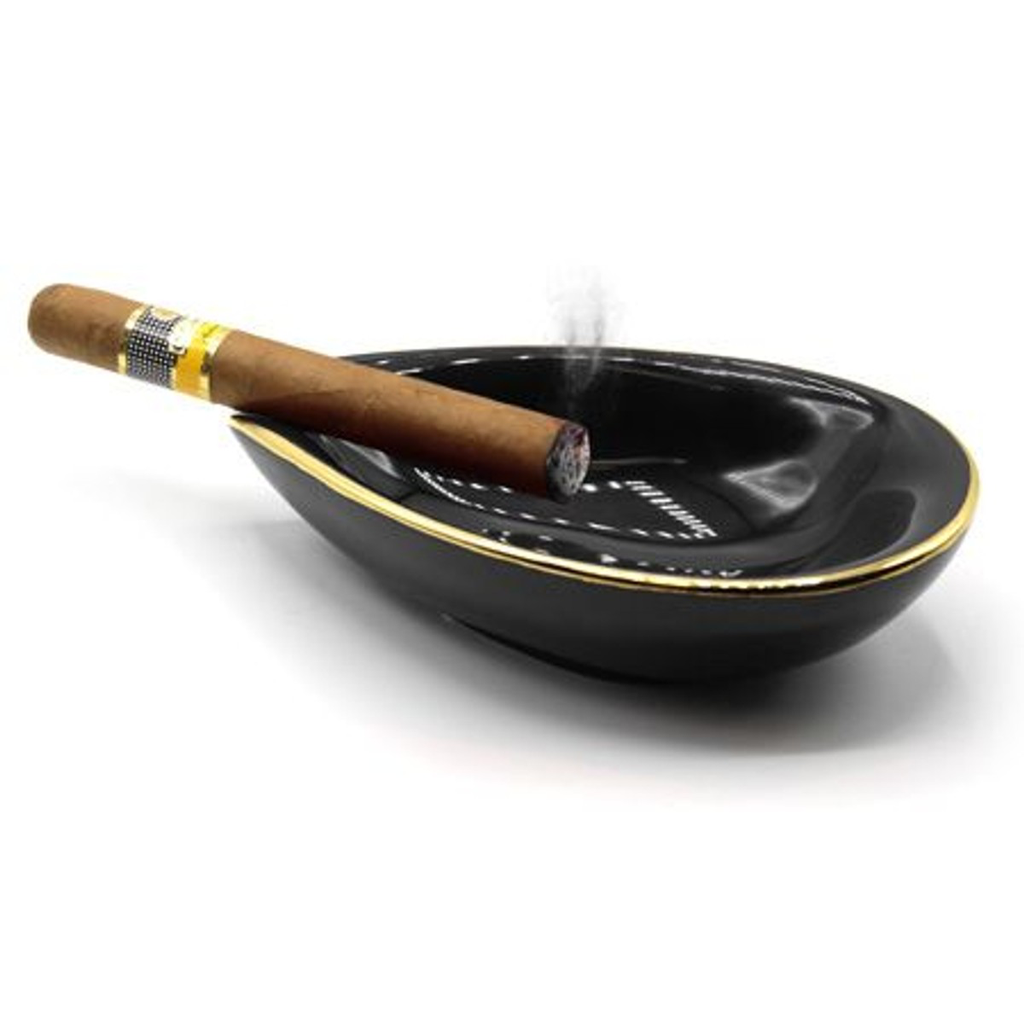 Adorini Ceramic Ashtray Leaf Black