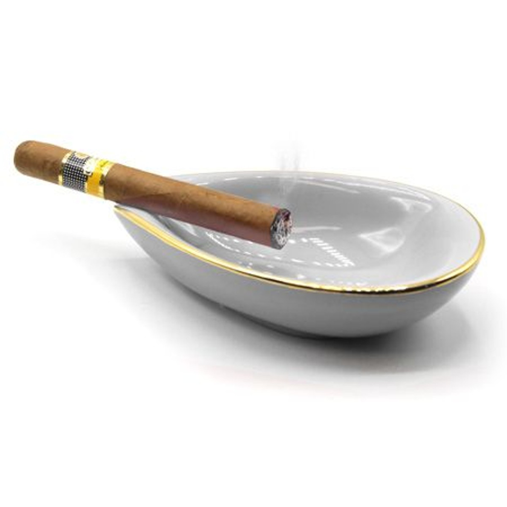 Adorini Ceramic Ashtray Leaf White