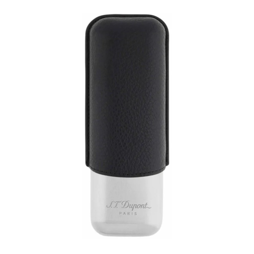 ST Dupont Etui 2 Cigares Noir Gr/chrome
