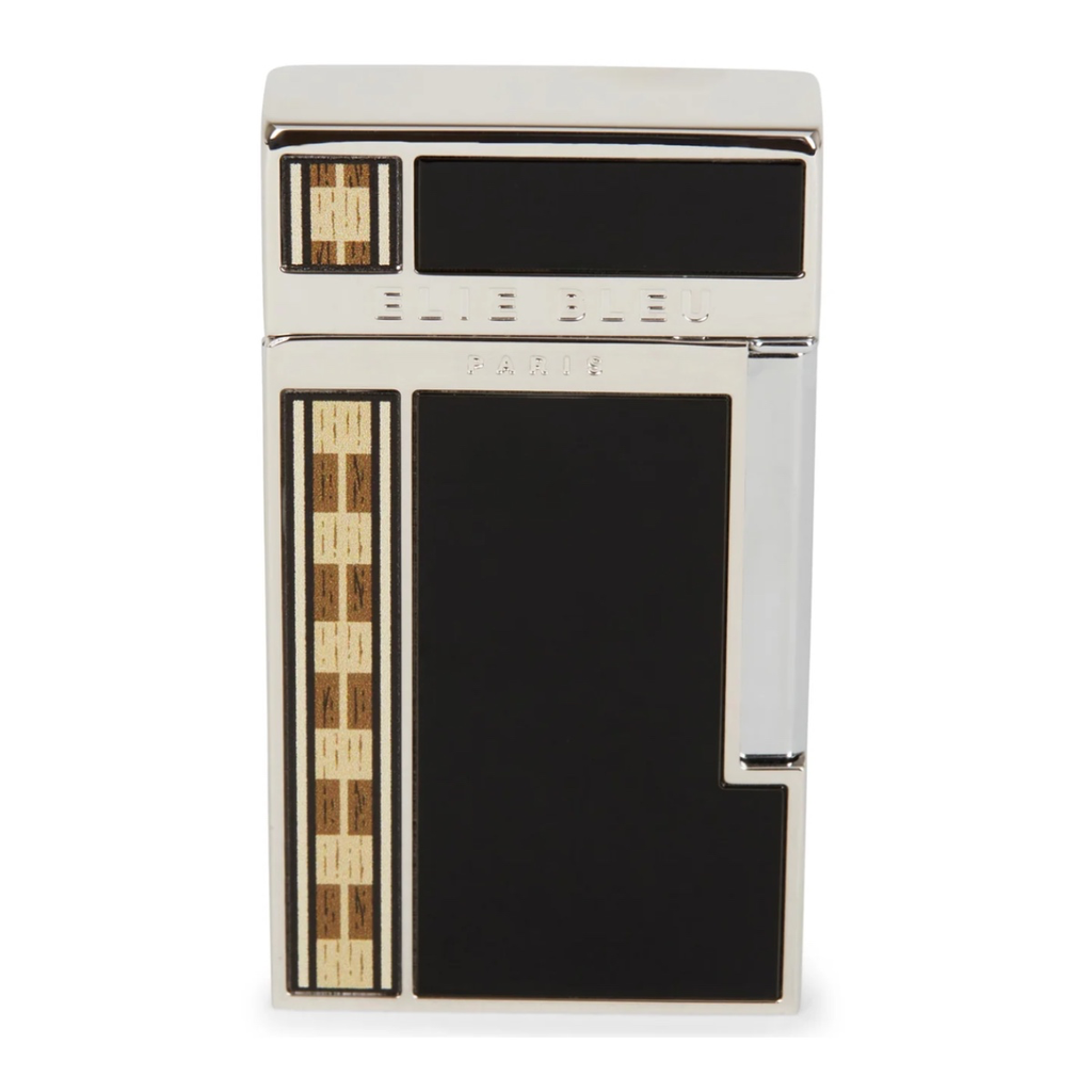 Elie Bleu Briquet Diamond Jetflame Marqueterie Alba Noir
